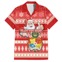Tonga Christmas Hawaiian Shirt The Santa Coat of Arms with Ngatu and Snow Pattern LT03 Red - Polynesian Pride