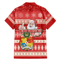 Tonga Christmas Hawaiian Shirt The Santa Coat of Arms with Ngatu and Snow Pattern LT03 - Polynesian Pride
