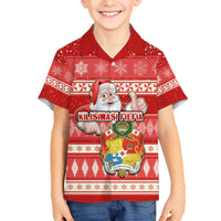 Tonga Christmas Hawaiian Shirt The Santa Coat of Arms with Ngatu and Snow Pattern LT03 - Polynesian Pride