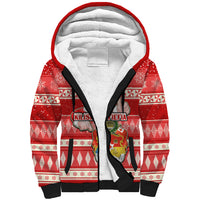 Tonga Christmas Sherpa Hoodie The Santa Coat of Arms with Ngatu and Snow Pattern LT03 Unisex Red - Polynesian Pride