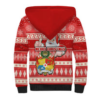 Tonga Christmas Sherpa Hoodie The Santa Coat of Arms with Ngatu and Snow Pattern LT03 - Polynesian Pride