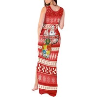 Tonga Christmas Tank Maxi Dress The Santa Coat of Arms with Ngatu and Snow Pattern LT03 - Polynesian Pride