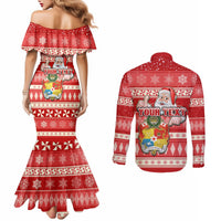 custom-tonga-christmas-couples-matching-mermaid-dress-and-long-sleeve-button-shirts-the-santa-coat-of-arms-with-ngatu-and-snow-pattern