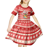 custom-tonga-christmas-kid-short-sleeve-dress-the-santa-coat-of-arms-with-ngatu-and-snow-pattern