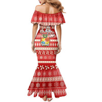 Custom Tonga Christmas Mermaid Dress The Santa Coat of Arms with Ngatu and Snow Pattern LT03 - Polynesian Pride