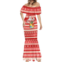 Custom Tonga Christmas Mermaid Dress The Santa Coat of Arms with Ngatu and Snow Pattern LT03 - Polynesian Pride