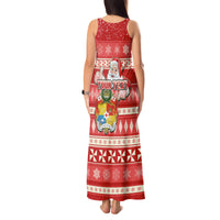 Custom Tonga Christmas Tank Maxi Dress The Santa Coat of Arms with Ngatu and Snow Pattern LT03 - Polynesian Pride