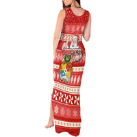 Custom Tonga Christmas Tank Maxi Dress The Santa Coat of Arms with Ngatu and Snow Pattern LT03 - Polynesian Pride