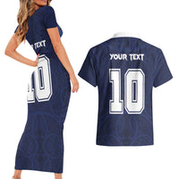 Custom Rugby Toa Samoa Couples Matching Short Sleeve Bodycon Dress and Hawaiian Shirt Champions Six Eight Five - Polynesian Pride