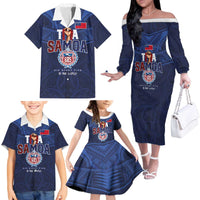 Custom Rugby Toa Samoa Family Matching Off The Shoulder Long Sleeve Dress and Hawaiian Shirt Champions Six Eight Five - Polynesian Pride