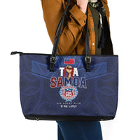Rugby Toa Samoa Leather Tote Bag Champions Six Eight Five - Polynesian Pride