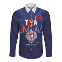 Custom Rugby Toa Samoa Long Sleeve Button Shirt Champions Six Eight Five - Polynesian Pride