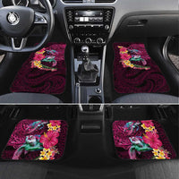 Hawaiian Plumeria and Hibiscus with Turtles Car Mats Polynesian Art Red Color - Polynesian Pride