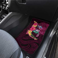 Hawaiian Plumeria and Hibiscus with Turtles Car Mats Polynesian Art Red Color - Polynesian Pride