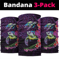 Hawaiian Plumeria and Hibiscus with Turtles Neck Gaiter Polynesian Art Purple Color - Polynesian Pride