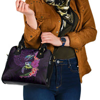 Hawaiian Plumeria and Hibiscus with Turtles Shoulder Handbag Polynesian Art Purple Color - Polynesian Pride