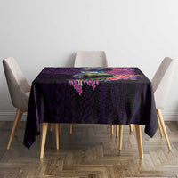 Hawaiian Plumeria and Hibiscus with Turtles Tablecloth Polynesian Art Purple Color - Polynesian Pride