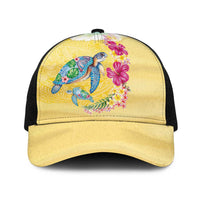 Hawaiian Tropical Plants Turtles Baseball Net Cap Watercolor Style - Polynesian Pride