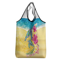 Hawaiian Tropical Plants Turtles Grocery Bag Watercolor Style - Polynesian Pride