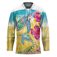 Hawaiian Tropical Plants Turtles Hockey Jersey Watercolor Style LT03 Unisex Multicolor - Polynesian Pride