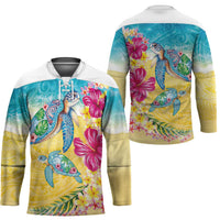 Hawaiian Tropical Plants Turtles Hockey Jersey Watercolor Style LT03 - Polynesian Pride
