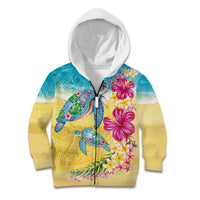 Hawaiian Tropical Plants Turtles Kid Hoodie Watercolor Style LT03 Zip Hoodie Multicolor - Polynesian Pride