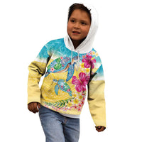 Hawaiian Tropical Plants Turtles Kid Hoodie Watercolor Style LT03 - Polynesian Pride