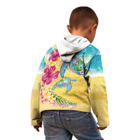 Hawaiian Tropical Plants Turtles Kid Hoodie Watercolor Style LT03 - Polynesian Pride