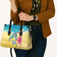 Hawaiian Tropical Plants Turtles Leather Bag Watercolor Style - Polynesian Pride
