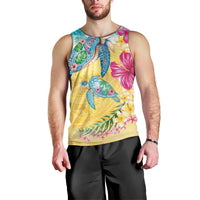 Hawaiian Tropical Plants Turtles Men Tank Top Watercolor Style - Polynesian Pride