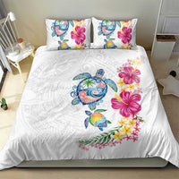 Hawaiian Abstract Art Turtles Bedding Set with Plumeria and Hibiscus - Polynesian Pride