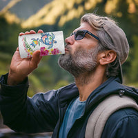 Hawaiian Abstract Art Turtles 4 in 1 Can Cooler Tumbler with Plumeria and Hibiscus - Polynesian Pride