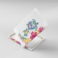 Hawaiian Abstract Art Turtles Canvas Wall Art with Plumeria and Hibiscus - Polynesian Pride