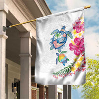 Hawaiian Abstract Art Turtles Garden Flag with Plumeria and Hibiscus - Polynesian Pride