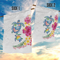 Hawaiian Abstract Art Turtles Garden Flag with Plumeria and Hibiscus - Polynesian Pride