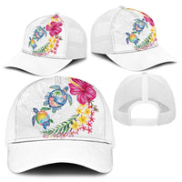 Hawaiian Abstract Art Turtles Mesh Trucker Cap with Plumeria and Hibiscus - Polynesian Pride