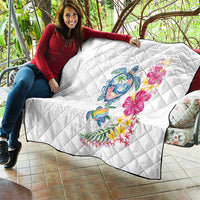 Hawaiian Abstract Art Turtles Quilt with Plumeria and Hibiscus - Polynesian Pride
