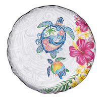 Hawaiian Abstract Art Turtles Spare Tire Cover with Plumeria and Hibiscus - Polynesian Pride