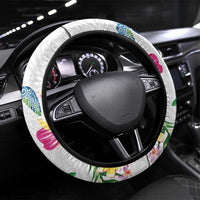 Hawaiian Abstract Art Turtles Steering Wheel Cover with Plumeria and Hibiscus - Polynesian Pride