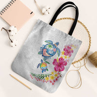 Hawaiian Abstract Art Turtles Tote Bag with Plumeria and Hibiscus - Polynesian Pride