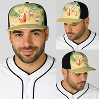 Hawaiian Mele Kalikimaka Baseball Net Cap Funny Santa Claus on Beach with Tropical Plants and Lei - Polynesian Pride