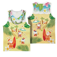 Hawaiian Mele Kalikimaka Basketball Jersey Tropical Plumeria and Lei Funny Santa Beach - Polynesian Pride