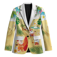 Hawaiian Mele Kalikimaka Blazer Tropical Plumeria and Lei Funny Santa Beach - Polynesian Pride