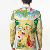 Hawaiian Mele Kalikimaka Blazer Tropical Plumeria and Lei Funny Santa Beach - Polynesian Pride