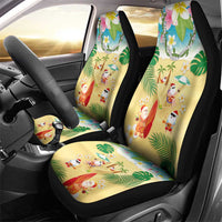 Hawaiian Mele Kalikimaka Car Seat Cover Tropical Plumeria and Lei Funny Santa Beach - Polynesian Pride