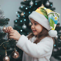 Hawaiian Mele Kalikimaka Christmas Santa Hat Funny Santa Claus on Beach with Tropical Plants and Lei - Polynesian Pride