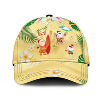 Hawaiian Mele Kalikimaka Classic Cap Funny Santa Claus on Beach with Tropical Plants and Lei LT03 Universal Fit Multicolor - Polynesian Pride