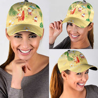 Hawaiian Mele Kalikimaka Classic Cap Funny Santa Claus on Beach with Tropical Plants and Lei LT03 - Polynesian Pride