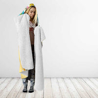 Hawaiian Mele Kalikimaka Hooded Blanket Tropical Plumeria and Lei Funny Santa Beach - Polynesian Pride