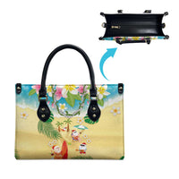 Hawaiian Mele Kalikimaka Leather Bag Tropical Plumeria and Lei Funny Santa Beach - Polynesian Pride